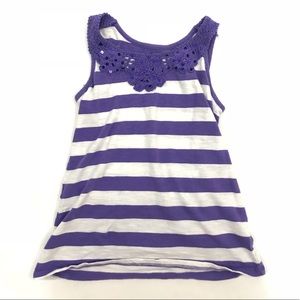 Justice girls purple striped floral tank top